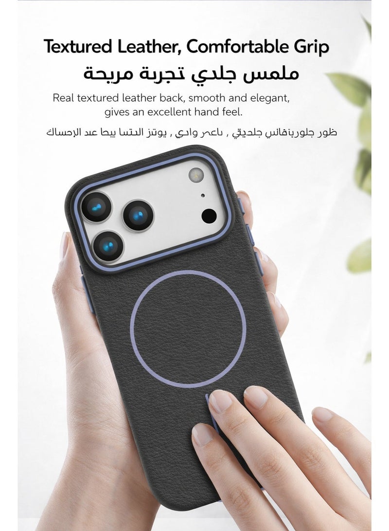 جراب iPhone 17 Pro Max (أبيض جبل الثلج) | غطاء خلفي للهاتف بنسيج جلد الليتشي، حماية كاملة للجهاز، فائق النحافة ومقاوم للصدمات | مقاوم للخدوش وبصمات الأصابع | بطانة ناعمة من الألياف الدقيقة - Image 4